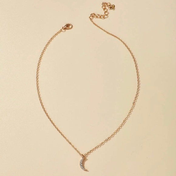 Rhinestone Moon Decor Necklace - Picture 3 of 5